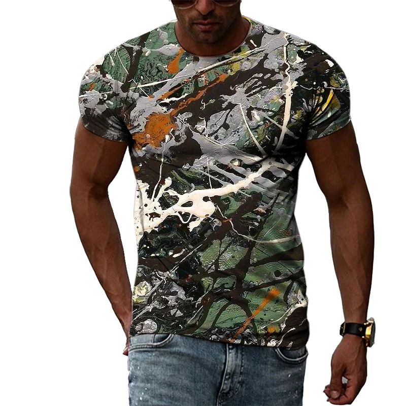 

Summer Men's Fashion 3D Graffiti Hip Hop T-shirt Fashion Leisure Personality Print T-shirt Harajuku O-neck Short Sleeve Top