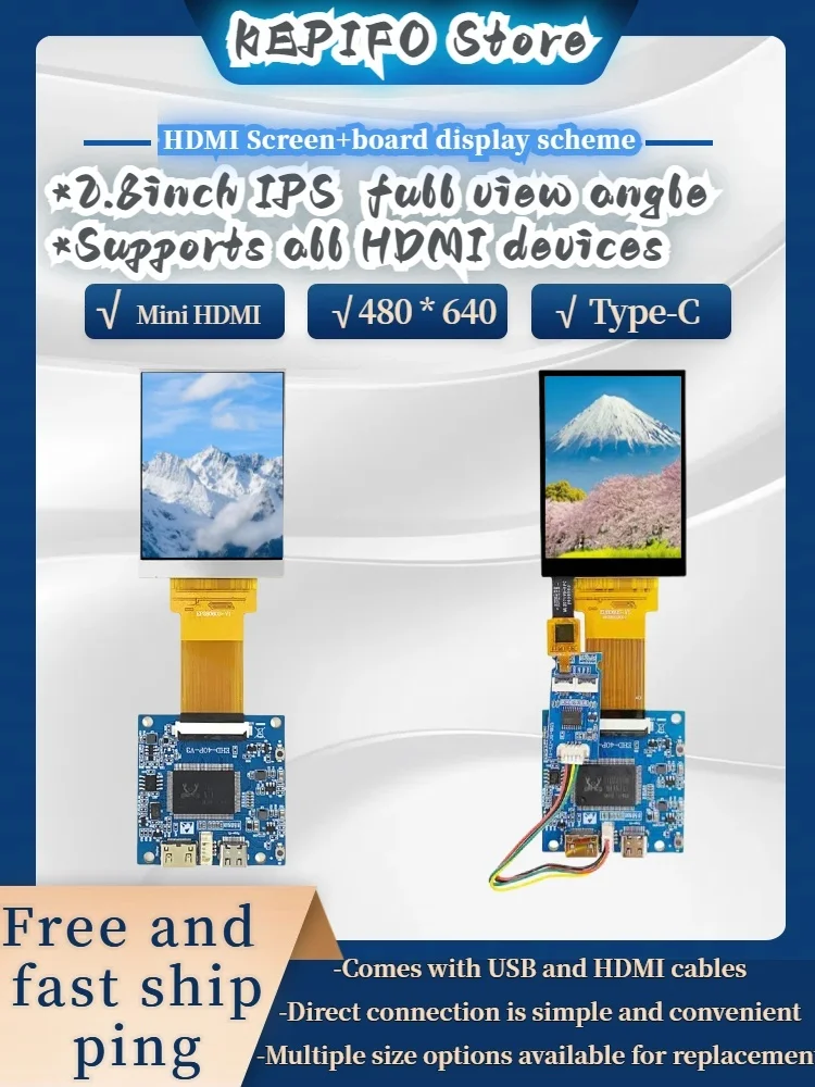 3D-принтер 2 8-дюймовый мини-экран высокий пиксель 480*640 с платой HDMI IPS-модулем RGB