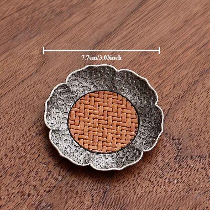 

Китайская антикварная подставка из серебряного сплава, бамбуковый коврик, теплоизоляционный поднос для чашек, китайский кунг-фу, Gongfu, чайный сервиз, аксессуары, чайная посуда