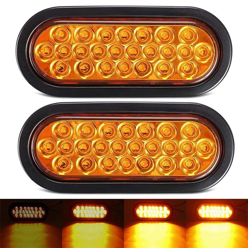 

2Pcs 6.3'' 24LED Strobe Warning Light Flashing Light for Truck Towing Trailer Car Beacon Lamp Amber Yellow Traffic Light 3 Model