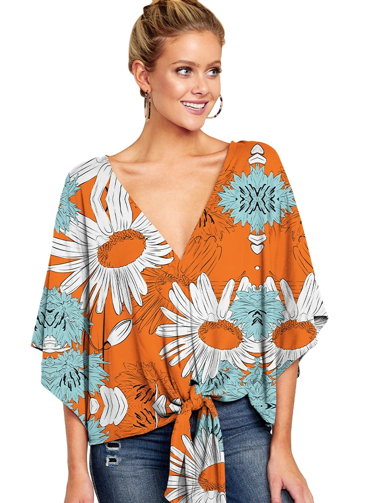 

Блузка Женская Офисная с V-образным вырезом и рукавом 2022