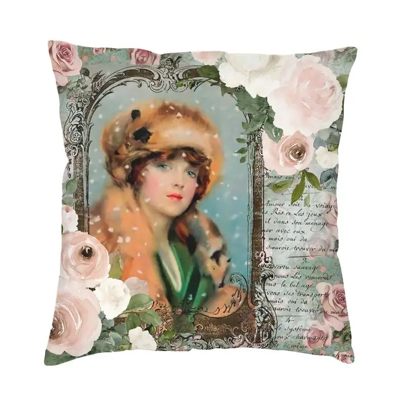 Victorian Lady Nordic Pillow Cover Bedroom Decoration Vintage Christmas Cushions for Sofa 45x45cm 3D Printing Pillowcases