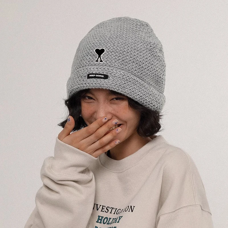 [Официальный сайт на складе] AMI Huihyn Шерстяная вязаная шапка для женщин осень и