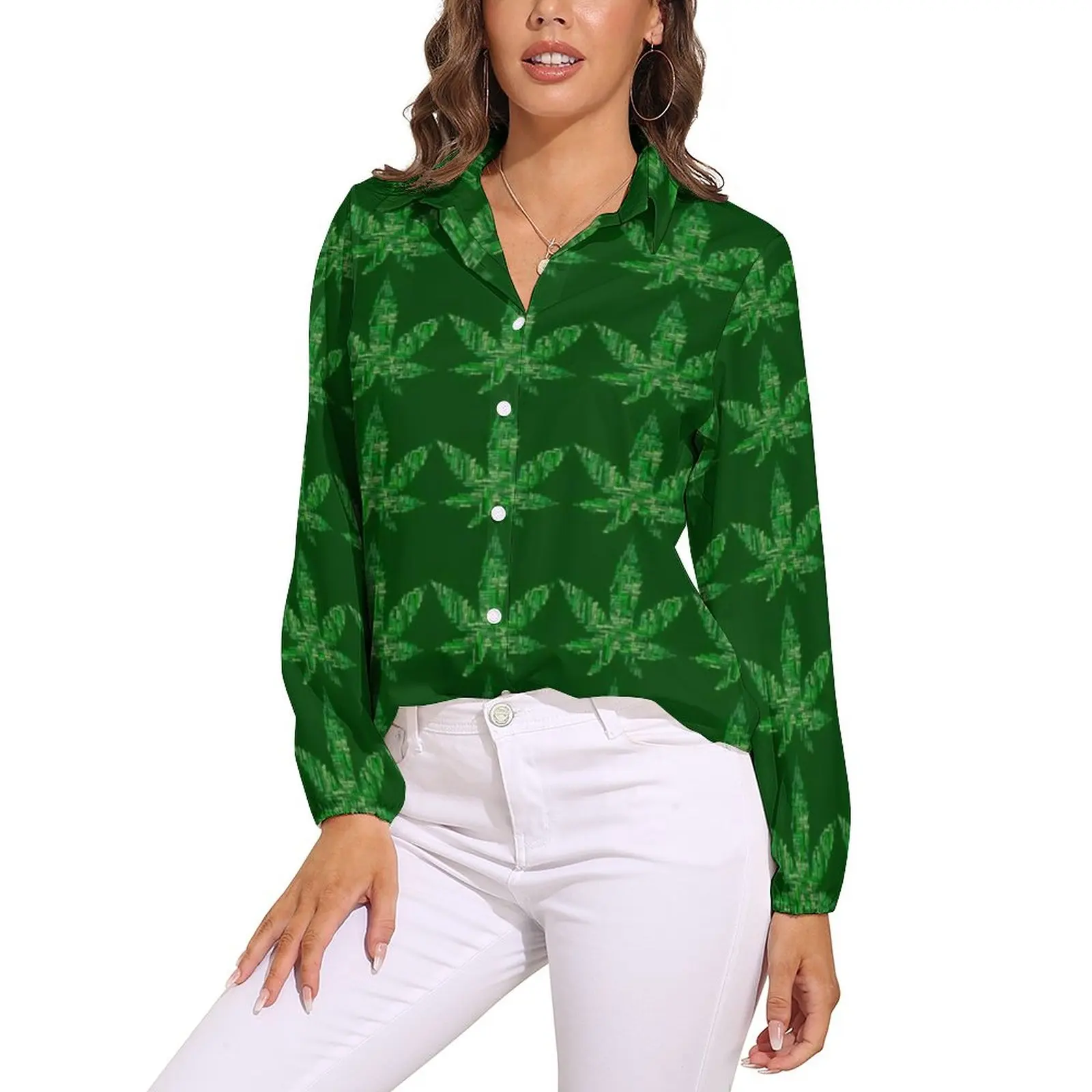 

Weed Typography Loose Blouse Bohemian Word Cloud Print Street Style Oversize Blouses Women Long Sleeve Cute Shirts Pattern Tops