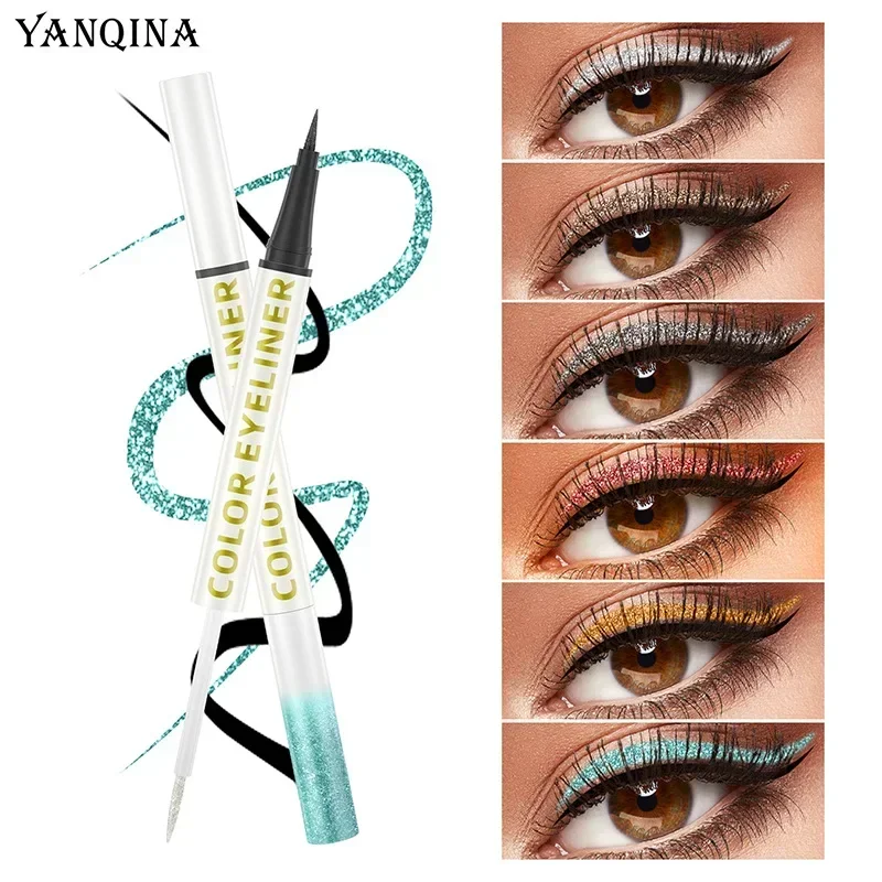 

Makeup Yanqina Eyeliner Dual Head Dual-Use Liquid Eye Shadow Waterproof Not Smudge Eyeliner Pen