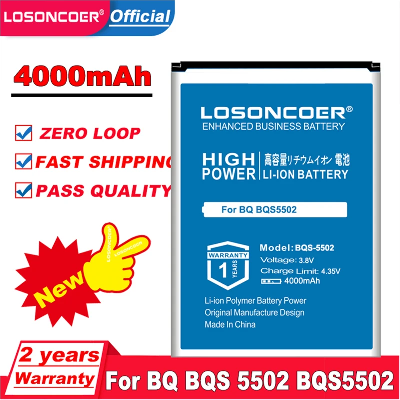 LOSONCOER 4000mAh BQS-5502 Battery For BQ BQS 5502 BQS5502 BQ-5502 HAMMER Mobile Phone | Мобильные телефоны и аксессуары