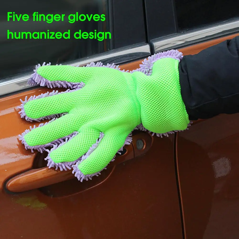 

Car Cleaning Glove Non-scratching Effortless Stain Removal Universal Chenille Auto Wash Glove Car Wash Mitt for Vehicle