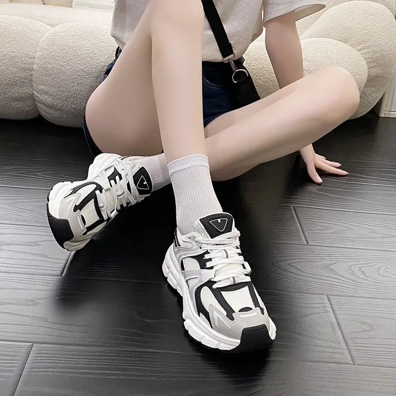 Mr Co Net Surface Breathable Torre Shoes Female New Thick Forest Gump Shoes 2023 Small Joker Sneakers High Beauty Sports Casual