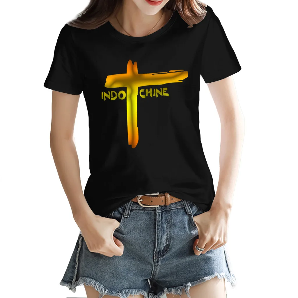 

indochine best selling Indochine Best Selling Women's T-shirt Graphic Cool Black Geek Tees Tops European Size