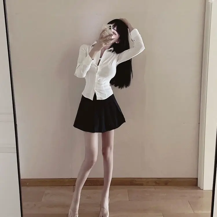 Новый дизайн и нишевая белая рубашка для женщин чистый Desire острая рубашка-поло в