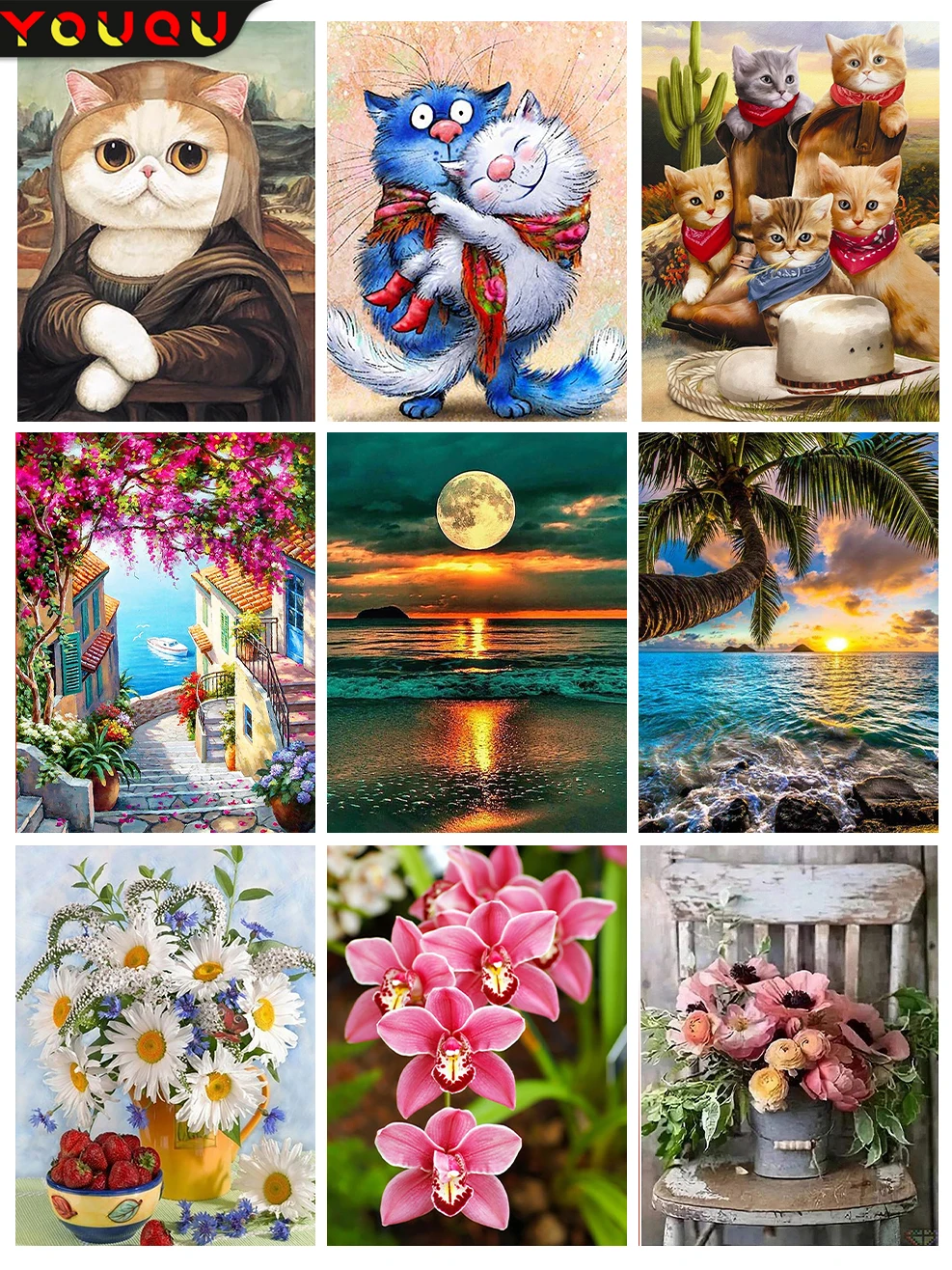 

YOUQU Landscape Diamond Painting Small Size Flower Diamond Embroidery Cross Stitch DIY Animal Mosaic Picture Decoration Gift