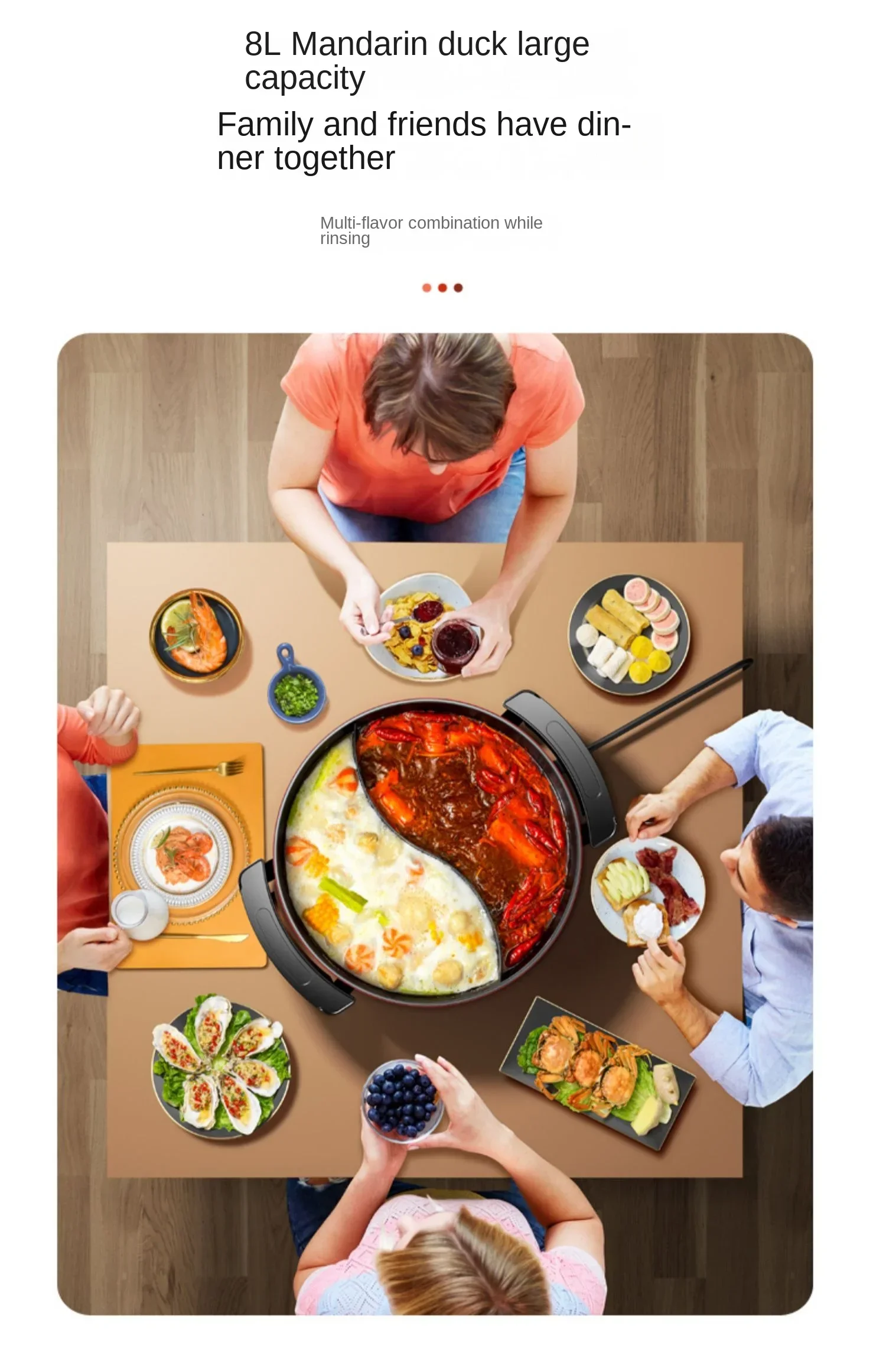 220V Changhong Electric Hot Pot - Non-Stick Pan and Temperature Control for Safe Healthy Cooking