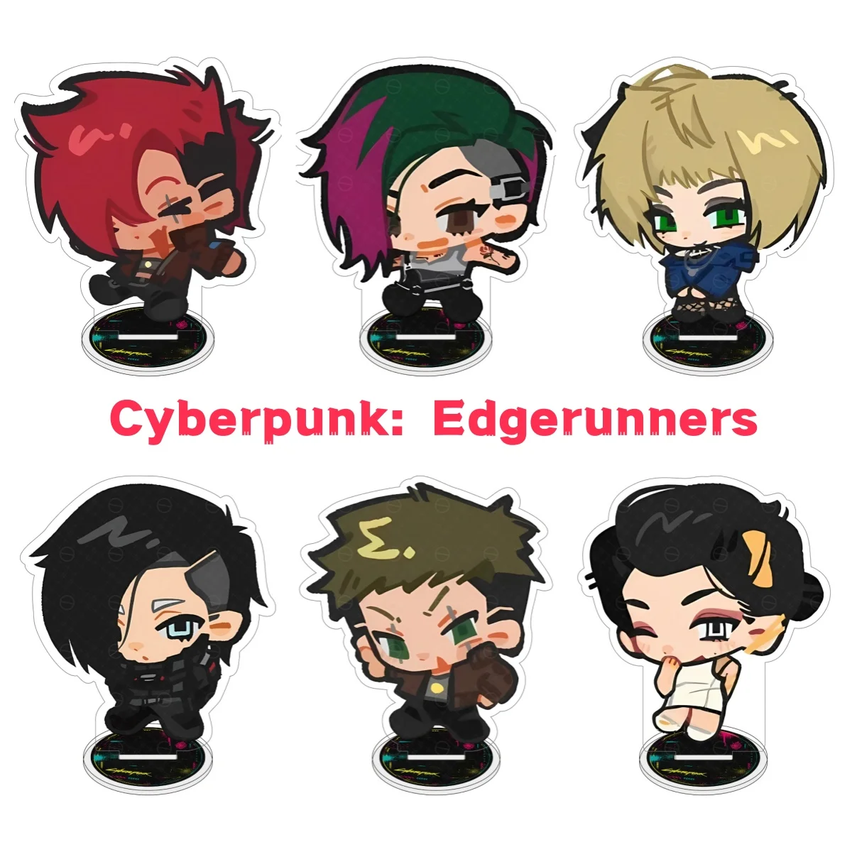 Фото Акриловая фигурка-подставка по игре Cyberpunk Edgerunners: Люси, Ребекка, Мейн, Дорио, Киви. Настольное украшение, брелок для ключей, подарок для фанатов, 10 см. №1