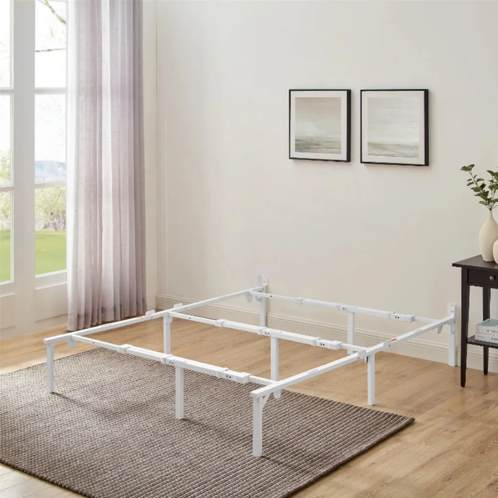 

Mainstays 12" Adjustable Metal Platform Bed Frame, White, Twin - King Bedframe Bedroom Furniture Built-in Headboard Support