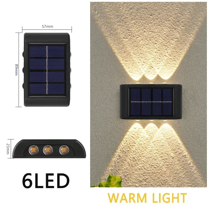 

Уличные солнечные фонари 4LED 6LED 8LED теплый свет водонепроницаемый настенный светильник вверх и вниз светящиеся садовые украшения уличные фонари