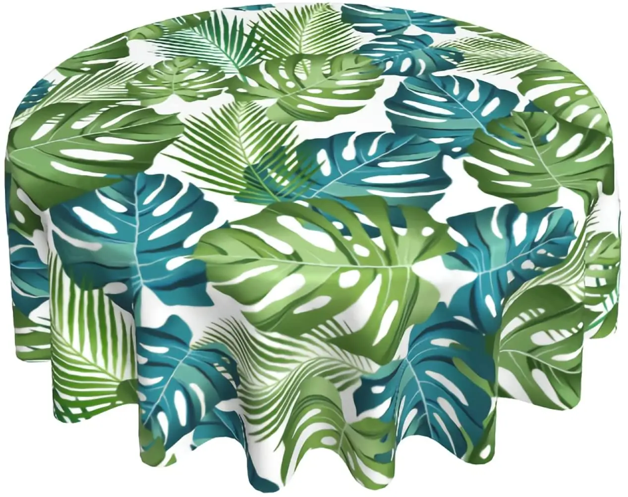 

Tropical Jungle Palm Leaves Round Tablecloth Table Cloth, Table Cover for Kitchen Dining Table, Watercolor Plant Pattern