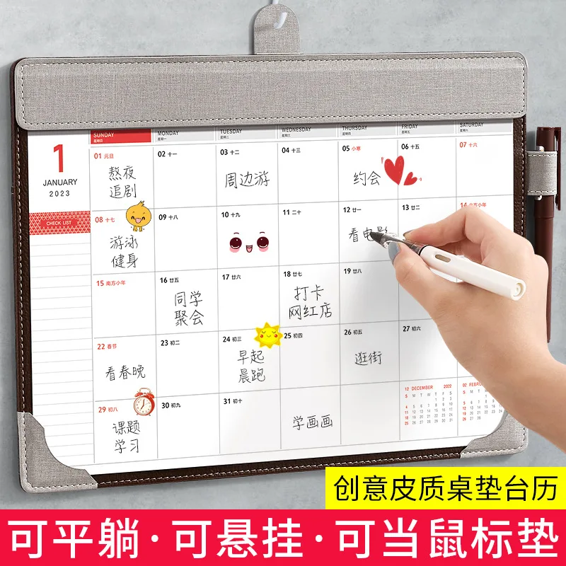 

Calendar 2023 Creative Simple Wall Hanging Notes Office Table Furnishings Mouse Pad Monthly Calendar Daily Planning Calendar Boo