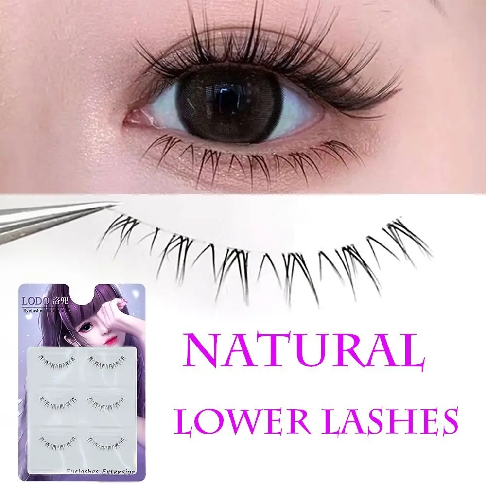 

3 Pairs Soft Eyelash Extension Women Beauty Eye Makup Tool Manga Eyelashes Natural Transparent Stems Thai Lower Lashes