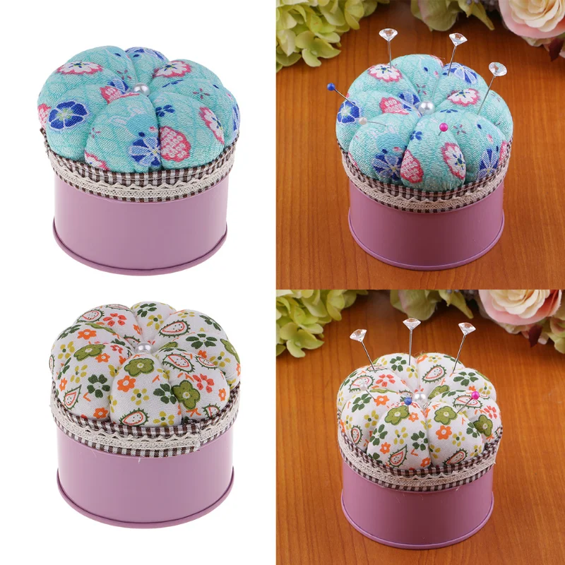 

Needle Thread Organizer Flower Pattern Needle Pin Cushion Needlework DIY Quilting Pin Cushions with Storage Case Sewing Supplies