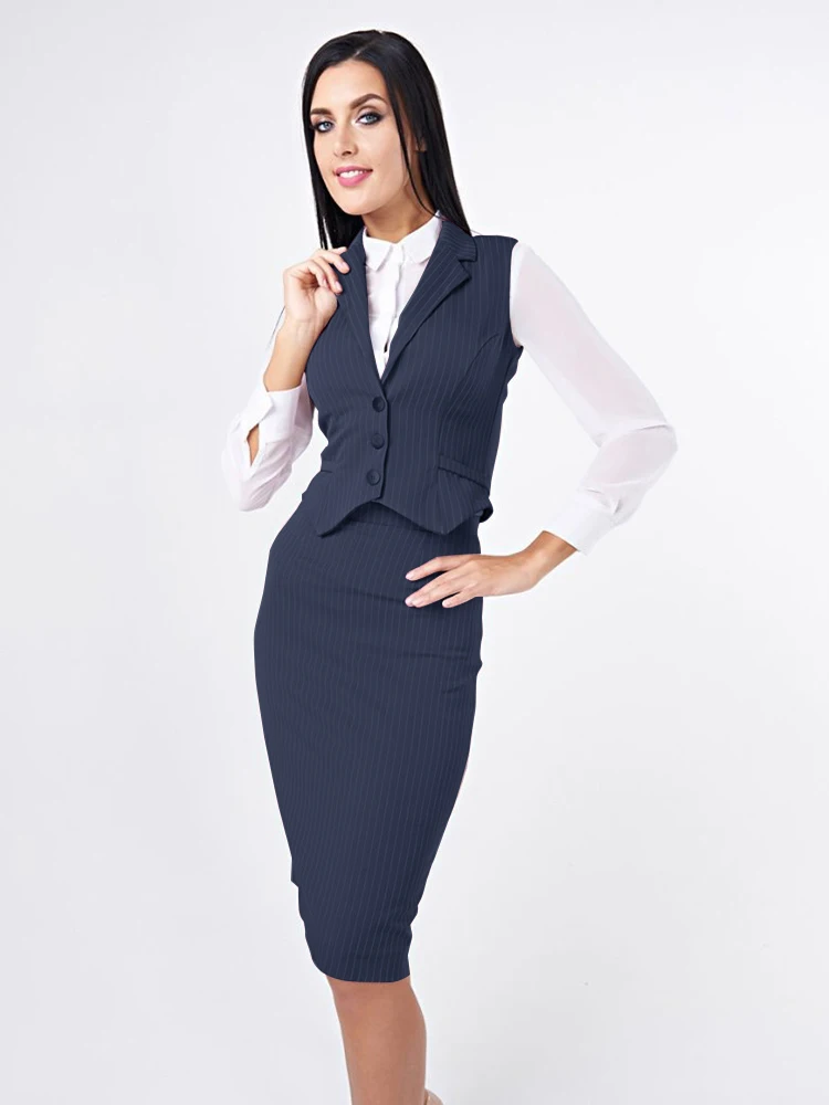 

Women's Vest Striped Single Breasted Business Sleeveless Jacket Office Workwear