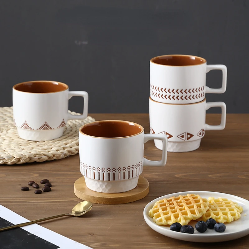 Simple Ceramic Cup Office Mug Breakfast Coffee Cup Milk Cup Afternoon Tea Cup Set