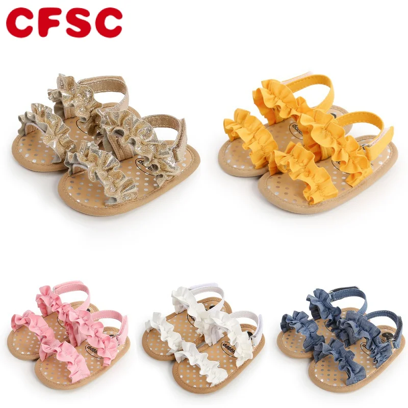 

Fashion Newborn Infant Baby Girls Sandals Cute Summer Soft Sole Flat Princess Shoes Infant Non-Slip First Walkers