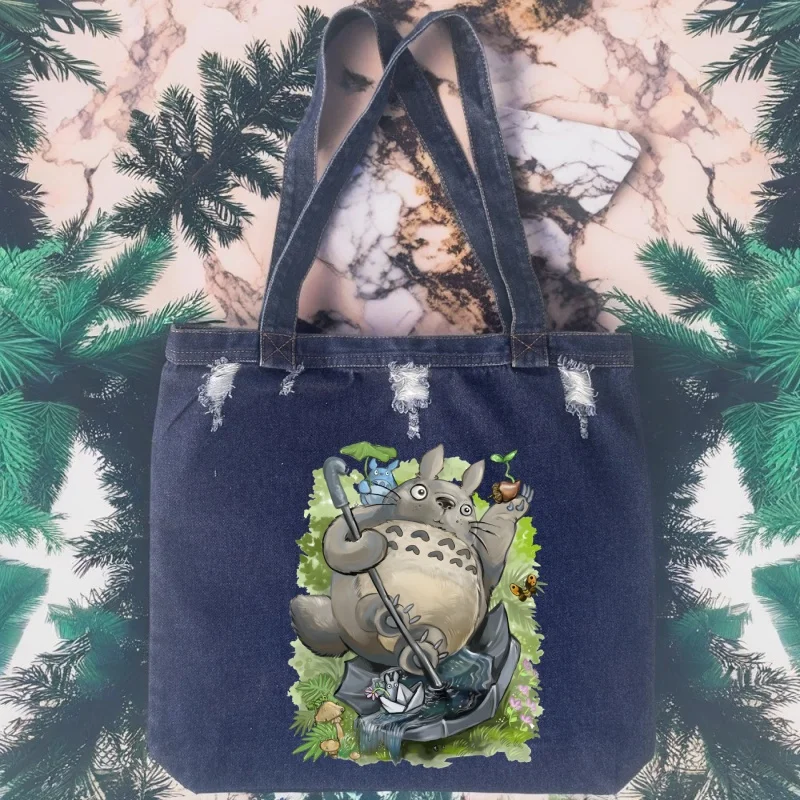 Totoro Studio Ghibli Harajuku Kawaii Миядзаки Хаяо аниме сумки для покупок с открытым карманом