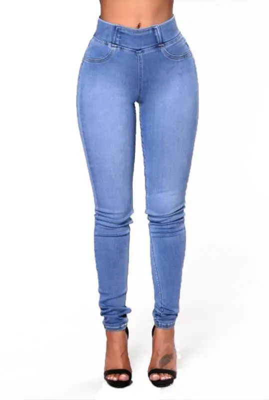 

2021 Y2k Casual Blue Pencil Pants High Waist Jeans Indie Women's New Rubber Band Waist Tight Jeans High Waist Trousers Jeans