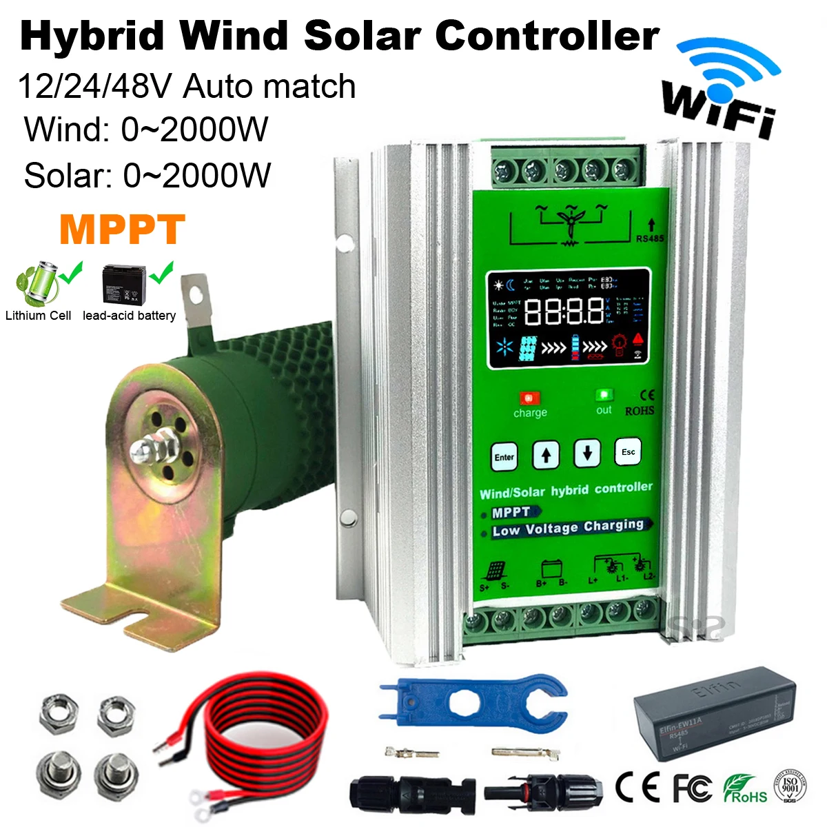 

MPPT 0-4000W big power Hybrid Wind Solar Charge Dischage Booster Controller Regulator With Dump Load Wind Generator Solar Panel