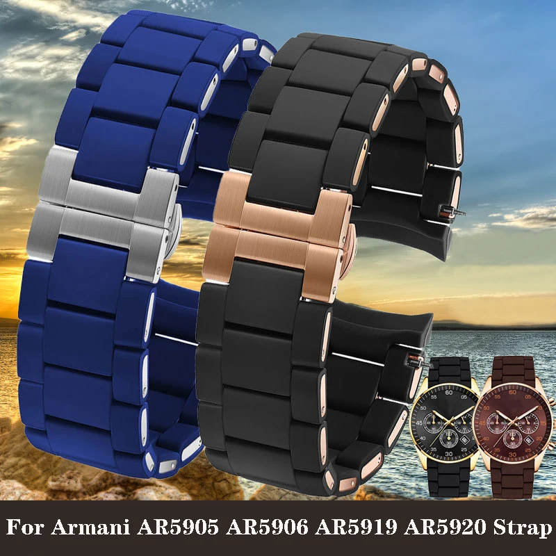 

Силиконовый ремешок для часов Armani AR5906, AR5905, AR5890, AR5889, AR5858, AR5920, мужской, 23 мм, женский, 20 мм, ремешок для часов, стальной, резиновый браслет