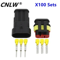 100 sets 3 pin 1 5 connectorswaterproof electrical wire connector dj7031 1 5 1121 xenon lamp connector automobile