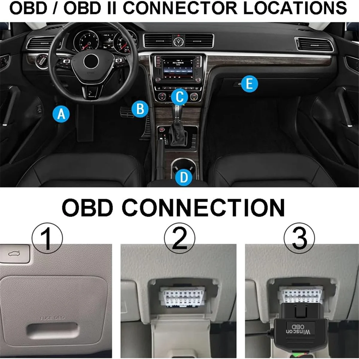 Dash Cam OBD Hardwire Kit Camera USB Type C with Power Cable for Dashcam 12-24V to 5V/3A
