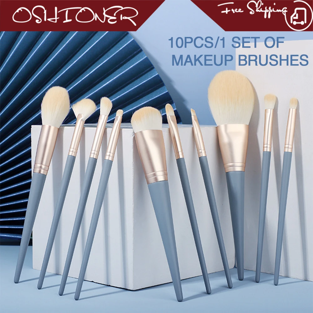 

10PCS Makeup Brushes Cosmetic Full Set Soft Hair Female Make Up Tools Foundation Brush Eyeshadow Complete Kit