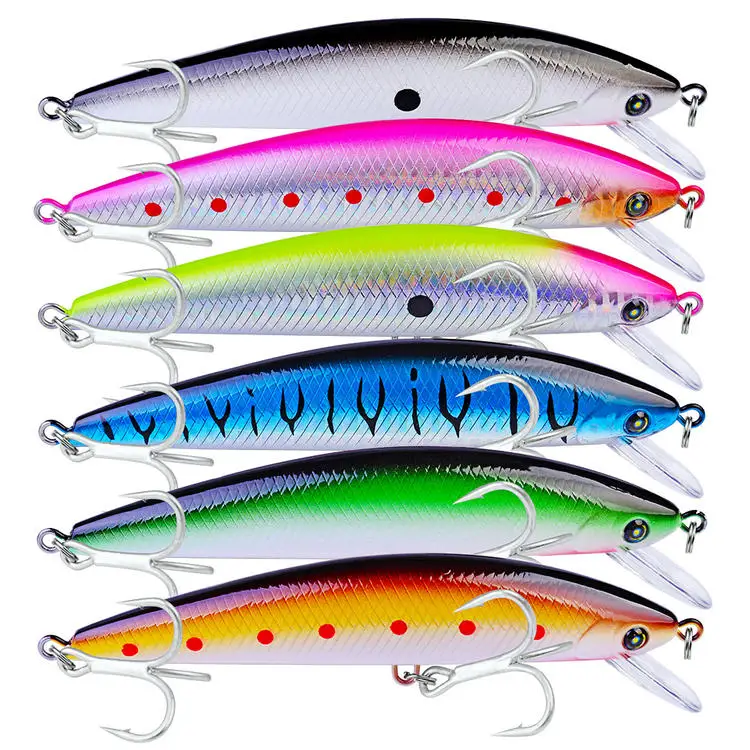 

13cm 41g Minnow Fishing Lures Sink Long Shot Luya Hard Fishhook Simulation Baits 3D Fish Artificia Spinning Tackle Tools
