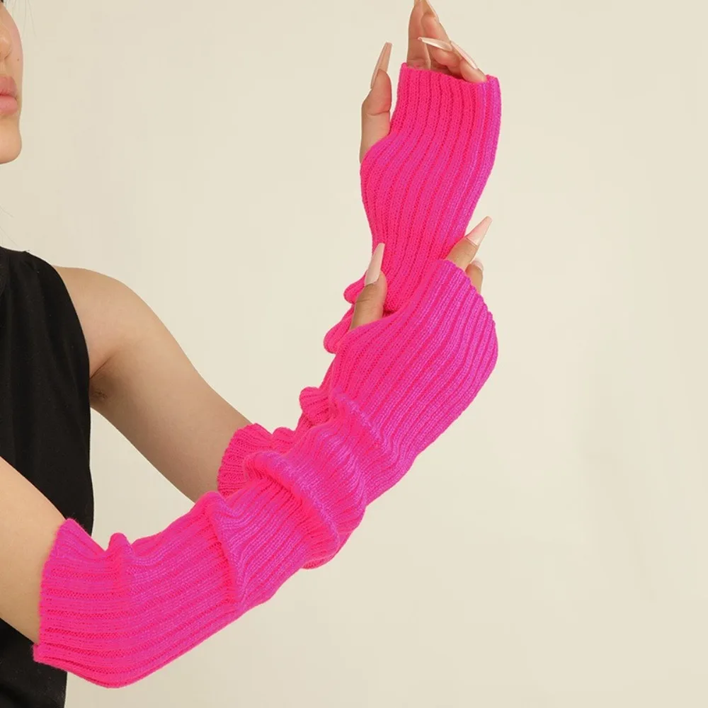 Новые Вязаные перчатки без пальцев в стиле Лолиты с длинным рукавом Мягкие