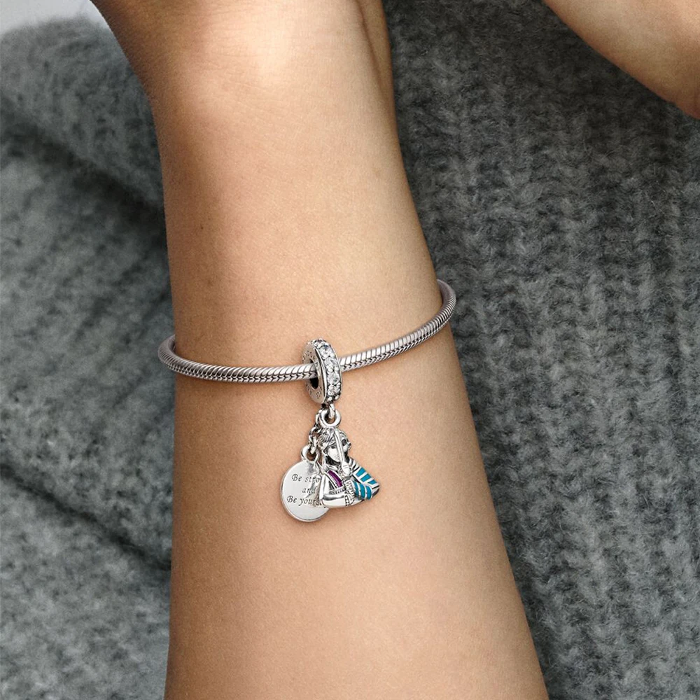 Breloques Pandora en Argent 925 pour Femme, Thème Mulan, Anime Rick, Perles Pendantes, Bijoux d'Anniversaire, Cadeau de Bricolage