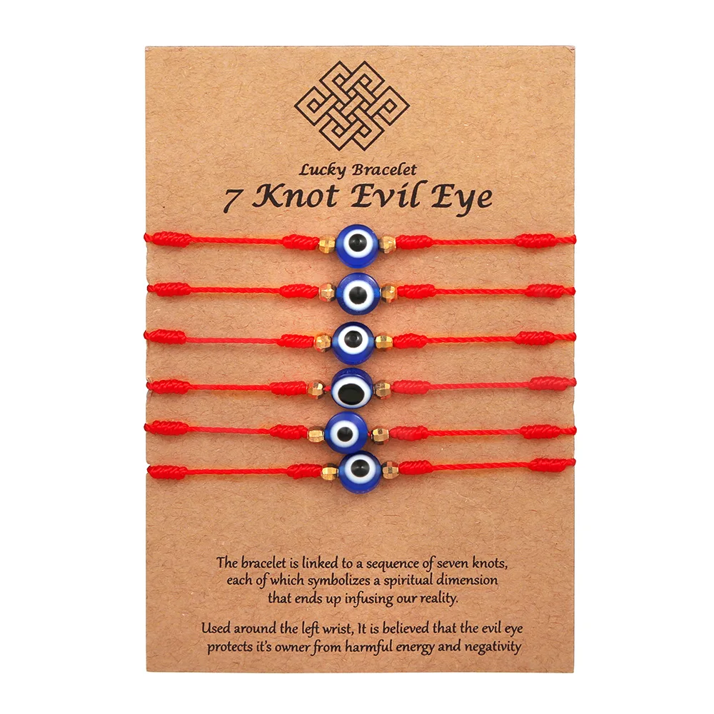 

6Pcs/Set Handmade Turkish Lucky Evil Eye Bracelets For Women Men Blue Eyes Braided Red Rope Lucky Bracelet Friendship Jewelry