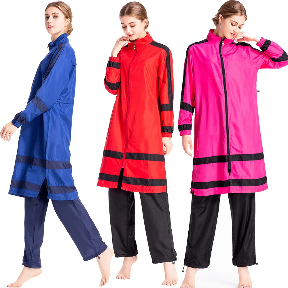 Женский купальник с длинными рукавами мусульманский скромный лоскутный полным