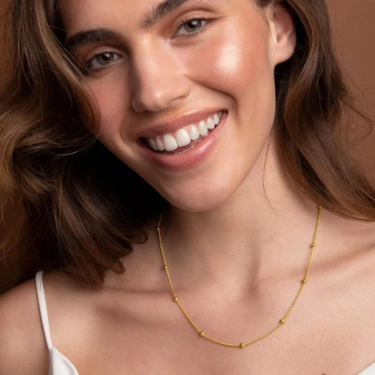 Женское Ожерелье из бисера нержавеющей стали модная трендовая простая цепочка