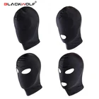 Игрушки для взрослых BLACKWOLF секс-игрушки для пар SM Связывание мягкая Сексуальная маска на голову эротические головные уборы чёрные невольнистые удерживающие маски на капюшоне