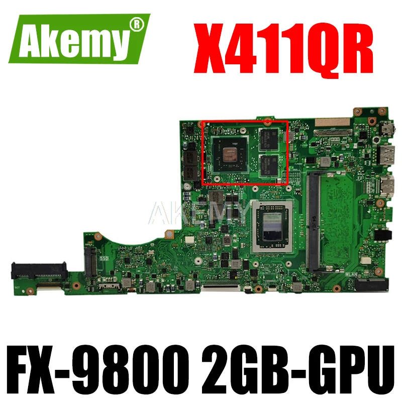 

X411QR Motherboard W/ FX-9800 2.7MHz-3.6MHz 4GB/RAM 2GB-GPU For Asus X411QR X411Q X411 Laptop Motherboard X411QR mainboard