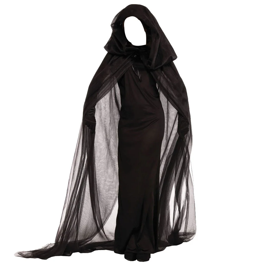 

Black Hooded Cape Witch Costumes Tunic Hooded Cloak Party