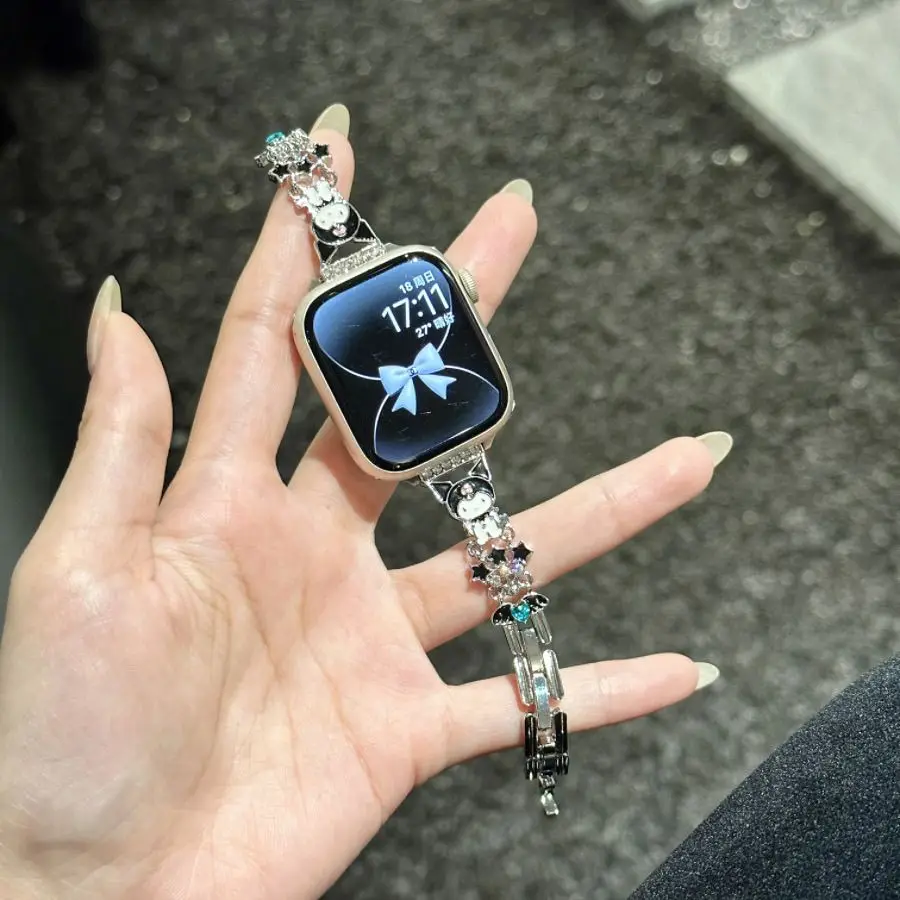 Металлический ремешок Y2k Girls Kuromi для iWatch 10 Ultra 46 мм 9 8 7 Band 42 45 41 Женский часов Series 6 SE