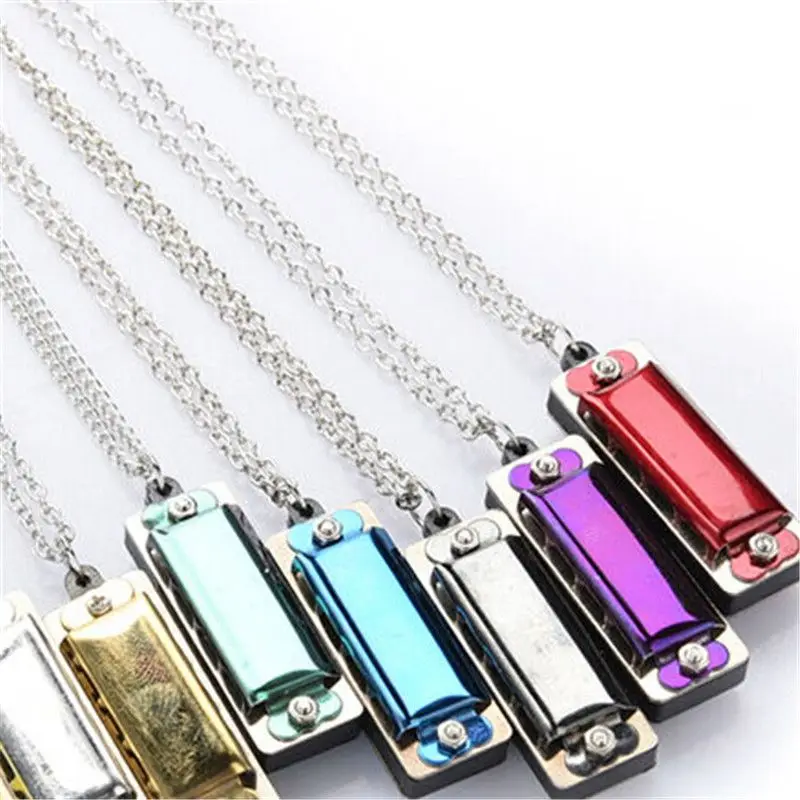 

Harmonica Cute Mini 4 Hole 8 Tone Metal Necklace