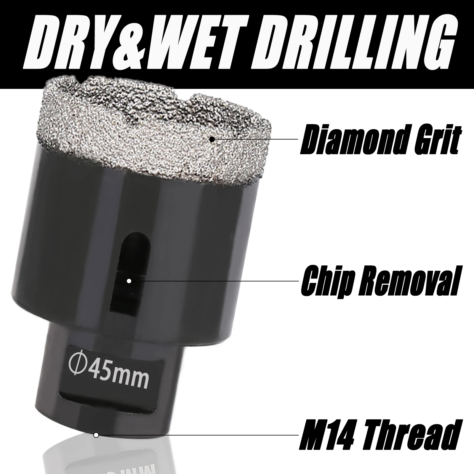Бесплатная доставка 1 шт. резьба M14 сухое вакуумное сверло с алмазным напылением