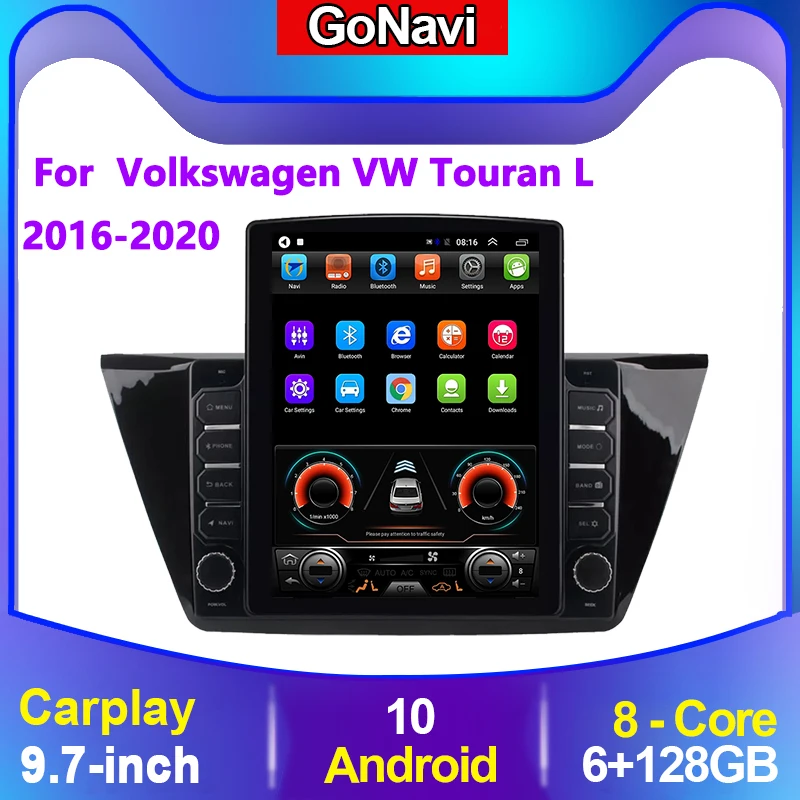 

Автомагнитола GoNavi для Volkswagen VW Touran L, мультимедийный плеер на Android, с сенсорным Dvd экраном, стереоприемником, типоразмер 2 Din