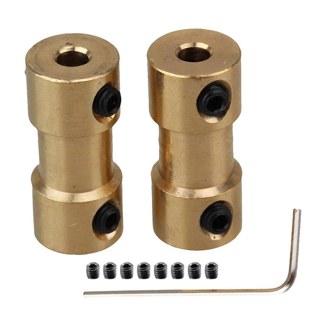 

Golden Brass Rigid Shaft Adapter Connector Coupling Coupler Motor Transmission Connector with Screws Wrench