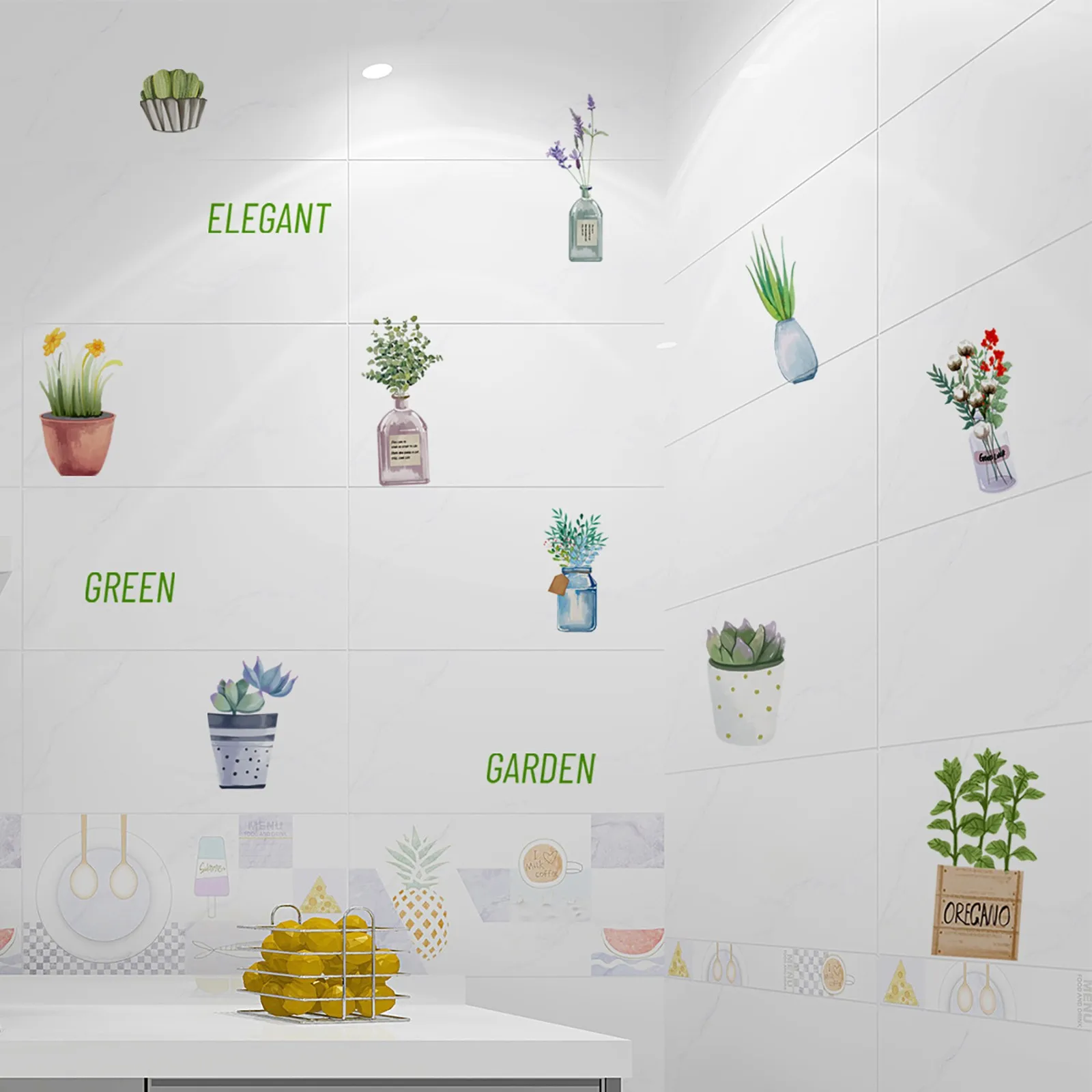 

Potted Plants Wall Sticker Removable Mural Vinyl Decal Art Glowing Stickers for Bedroom Makeup Decor Punk Princess Stickers