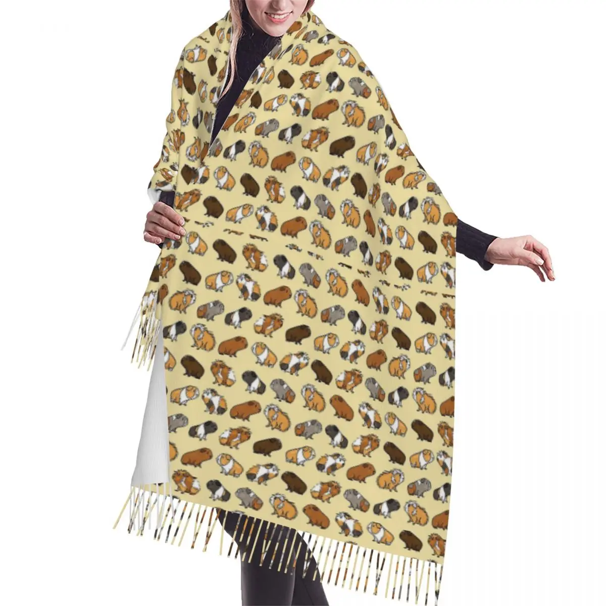 

Guinea Pig Soft Cozy Cashmere Scarf Woven Wrap Womans Warm Shawl