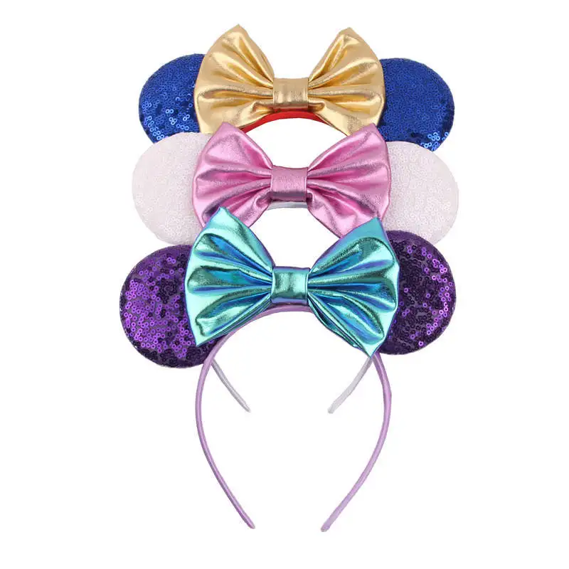 

10pcs Mouse Ears Hairband Trendy Glitter Sequin Mouse Ears Hairband For Women New Fashion Headband Girls DIY Hair Accessories